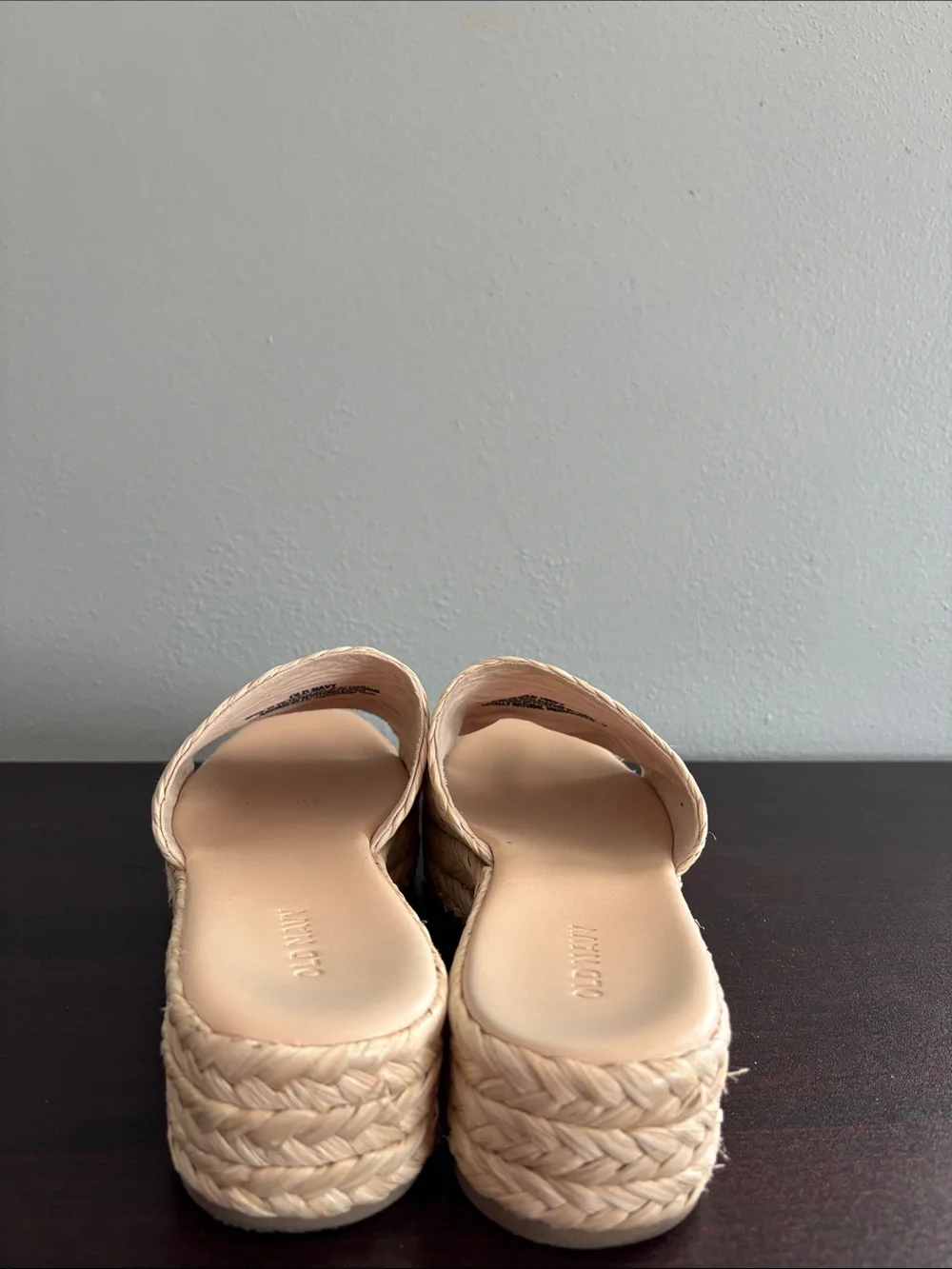 Old Navy Natural Woven Platform Slide Sandals